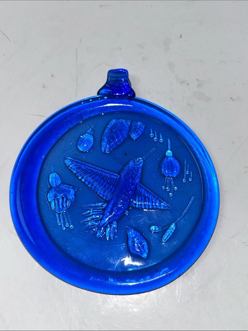 Cobalt blue Round Hummingbird Ornament or Suncatcher